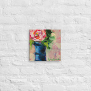 Blue Vase Pink Rose 12" x 12"