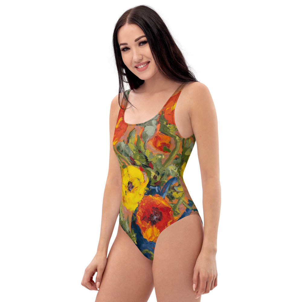 Poppies #6 One-Piece Swimsuit - Image 3