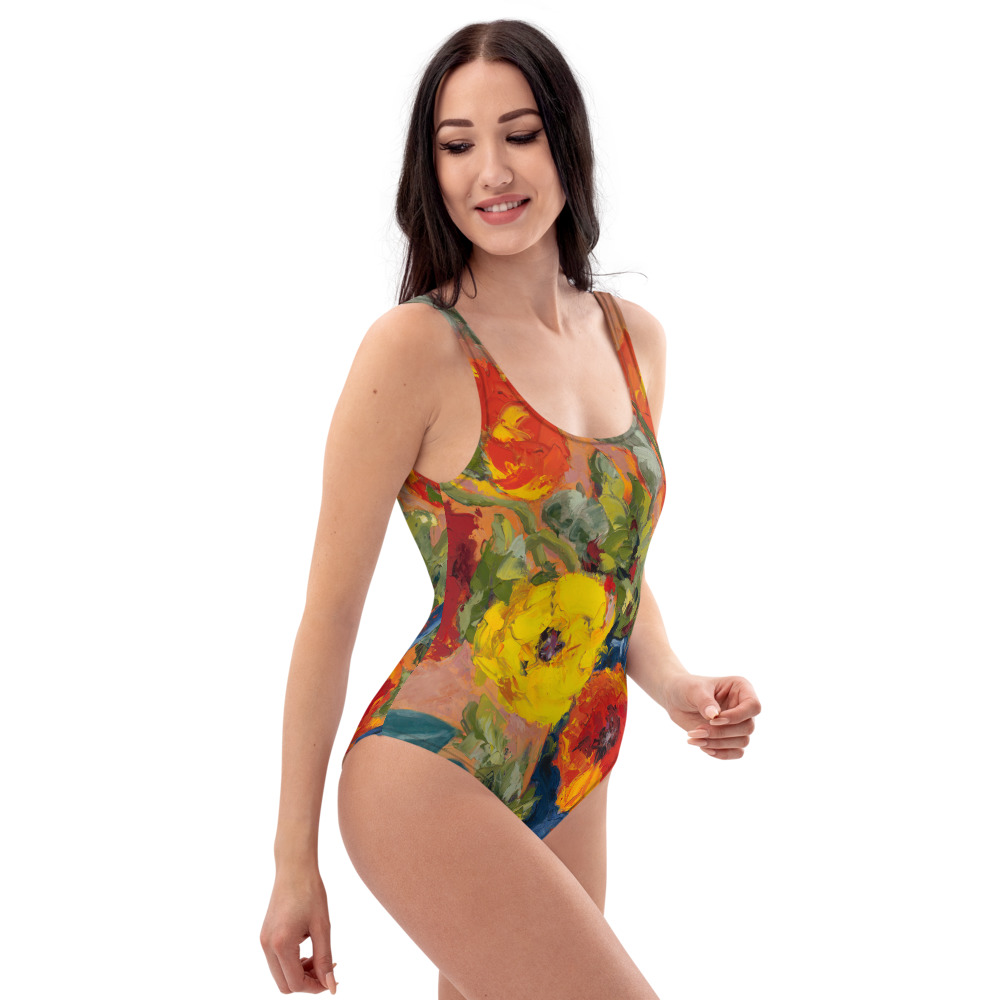 Poppies #6 One-Piece Swimsuit - Image 2