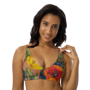 Poppies #6 padded bikini top