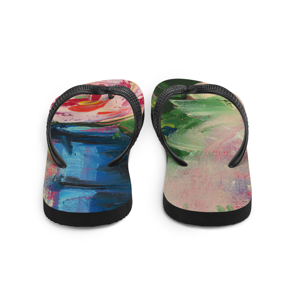 Rose On Blue Vase Flip-Flops - Image 3