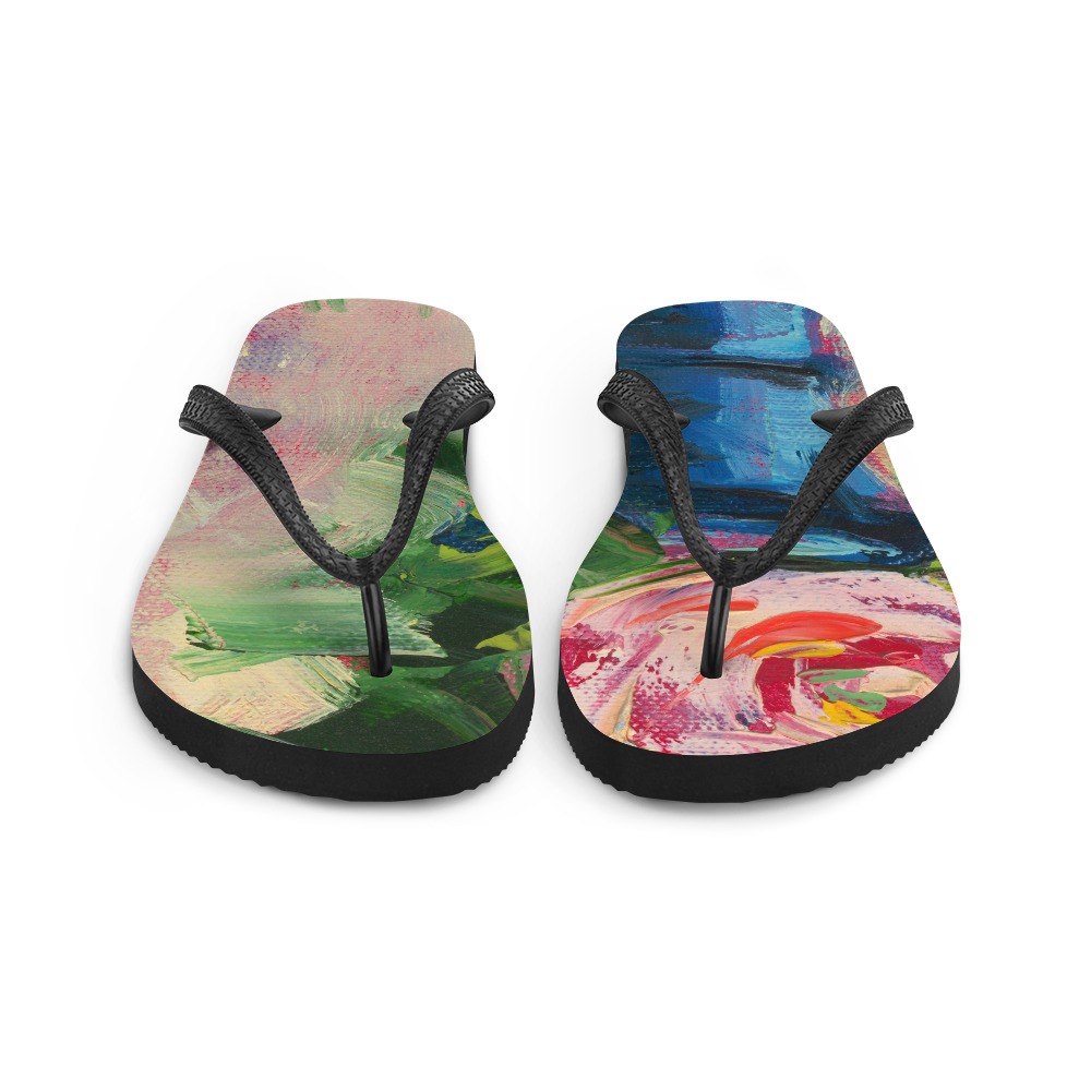 Rose On Blue Vase Flip-Flops - Image 4