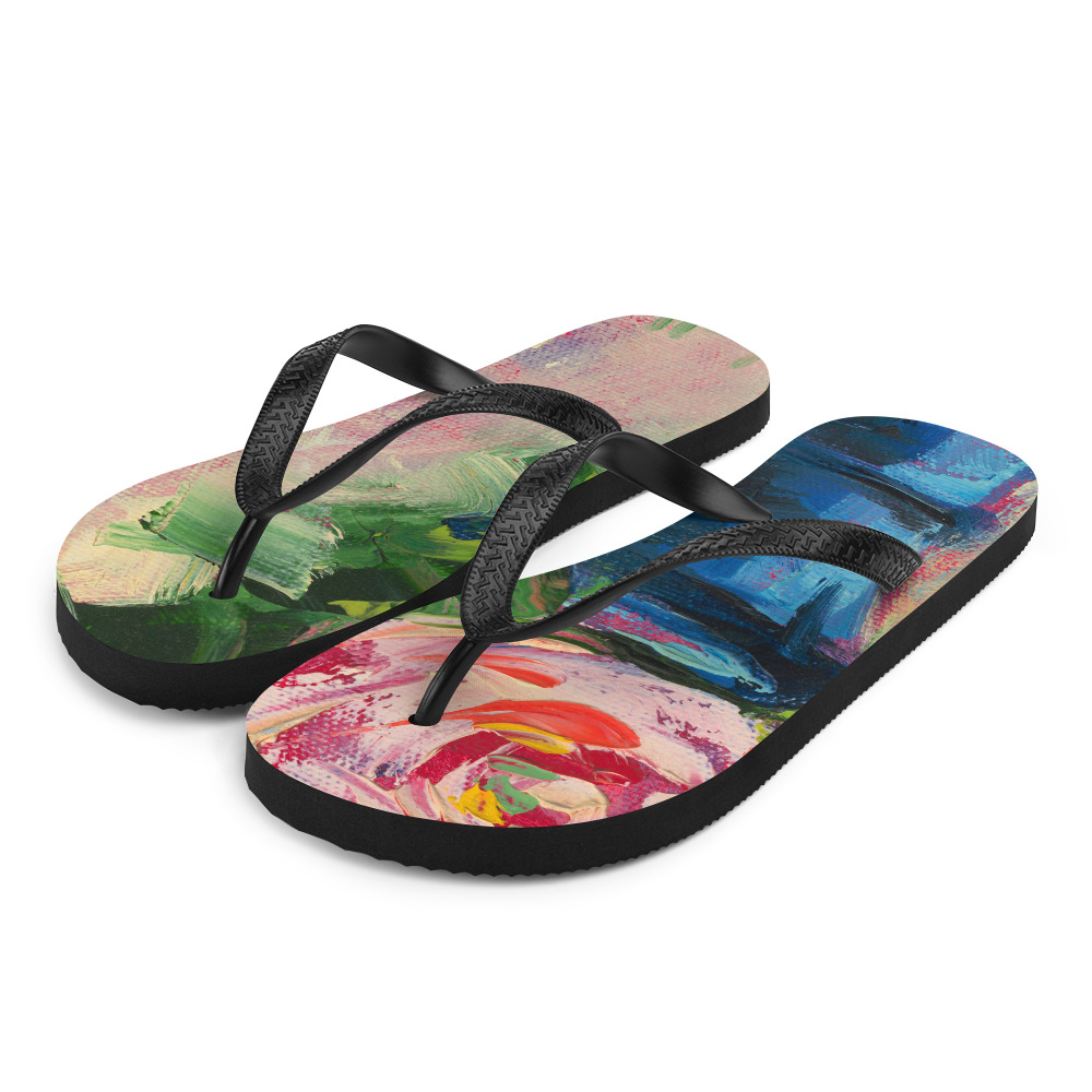 Rose On Blue Vase Flip-Flops - Image 2