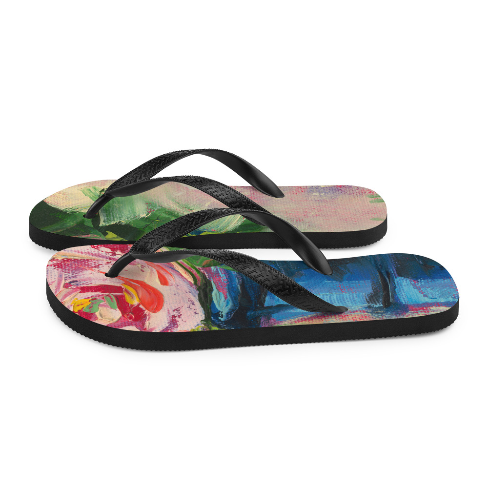 Rose On Blue Vase Flip-Flops - Image 5