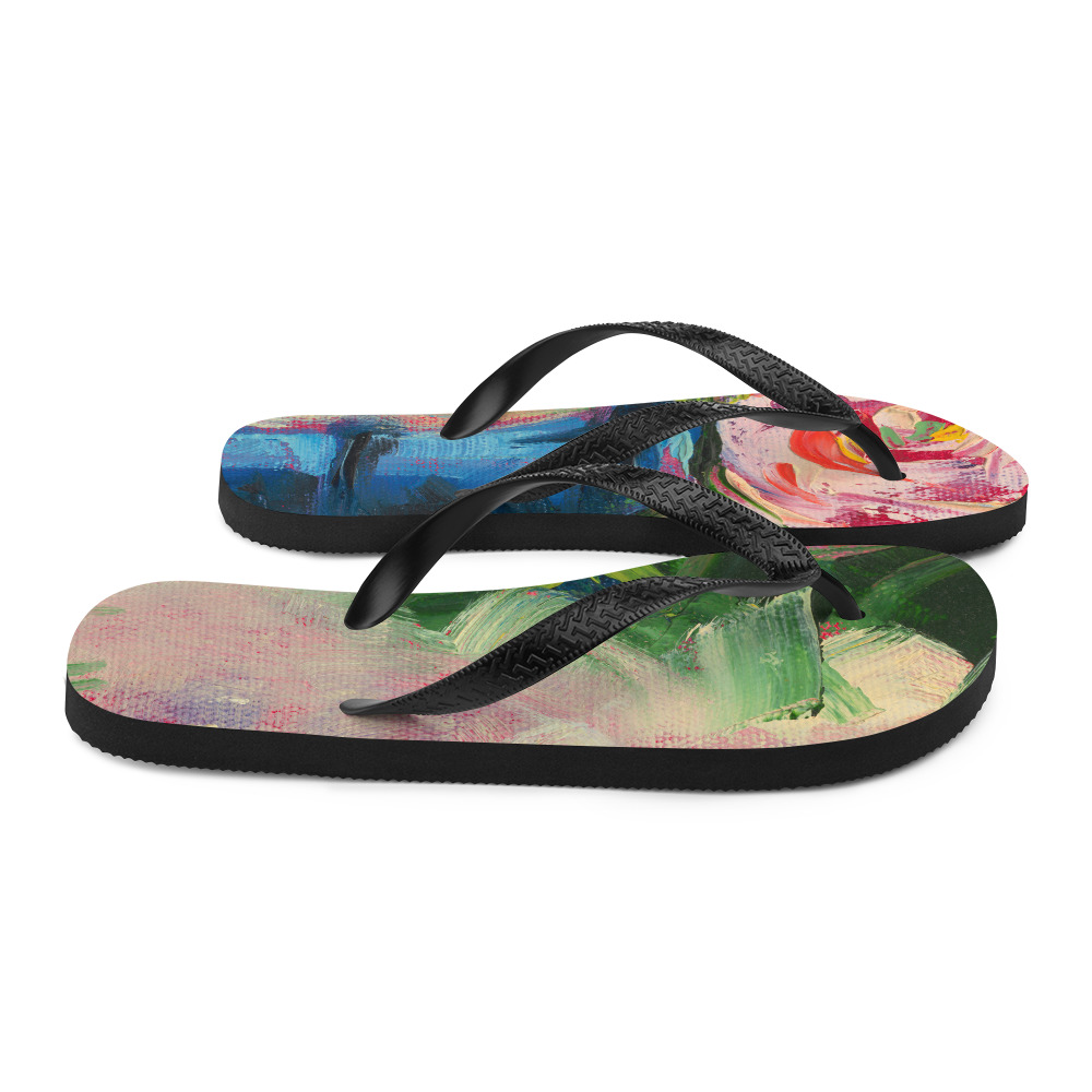 Rose On Blue Vase Flip-Flops - Image 6