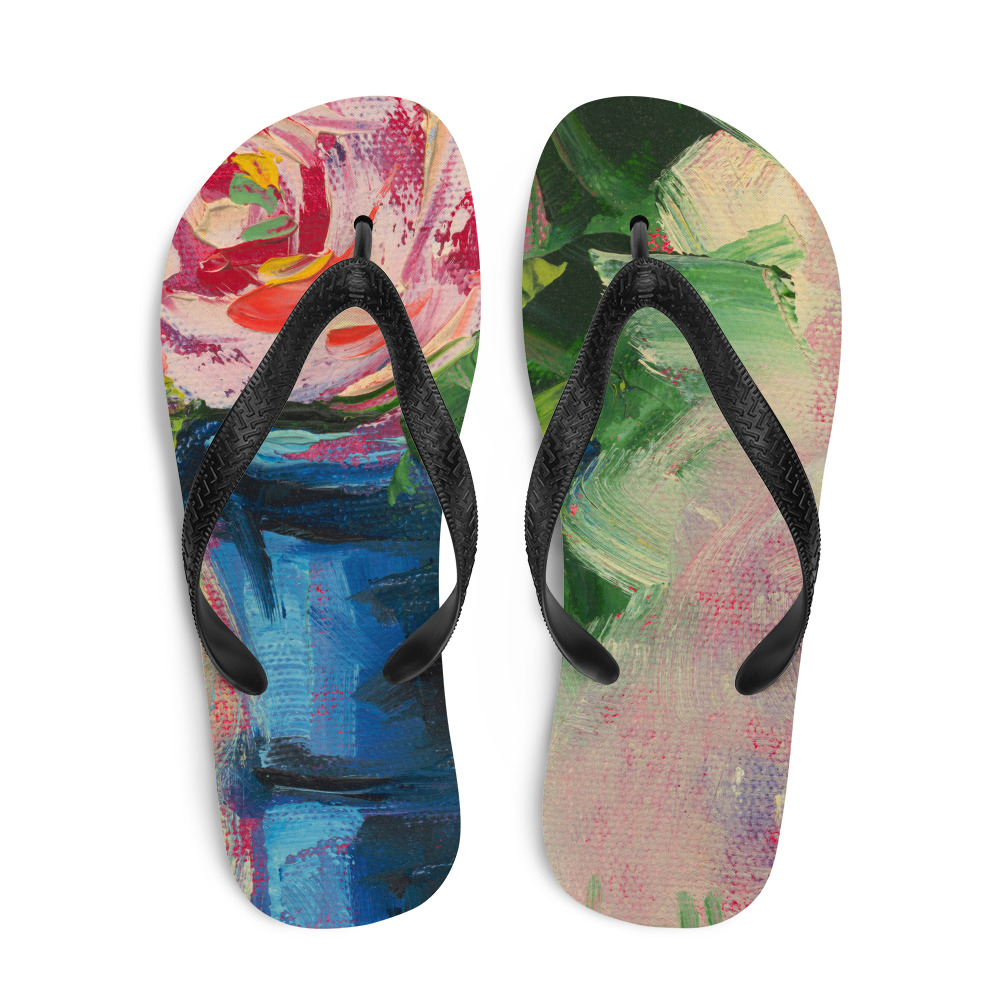 Rose On Blue Vase Flip-Flops