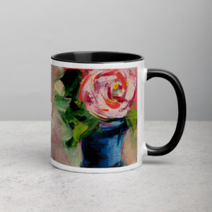 Rose On Blue Vase Mug