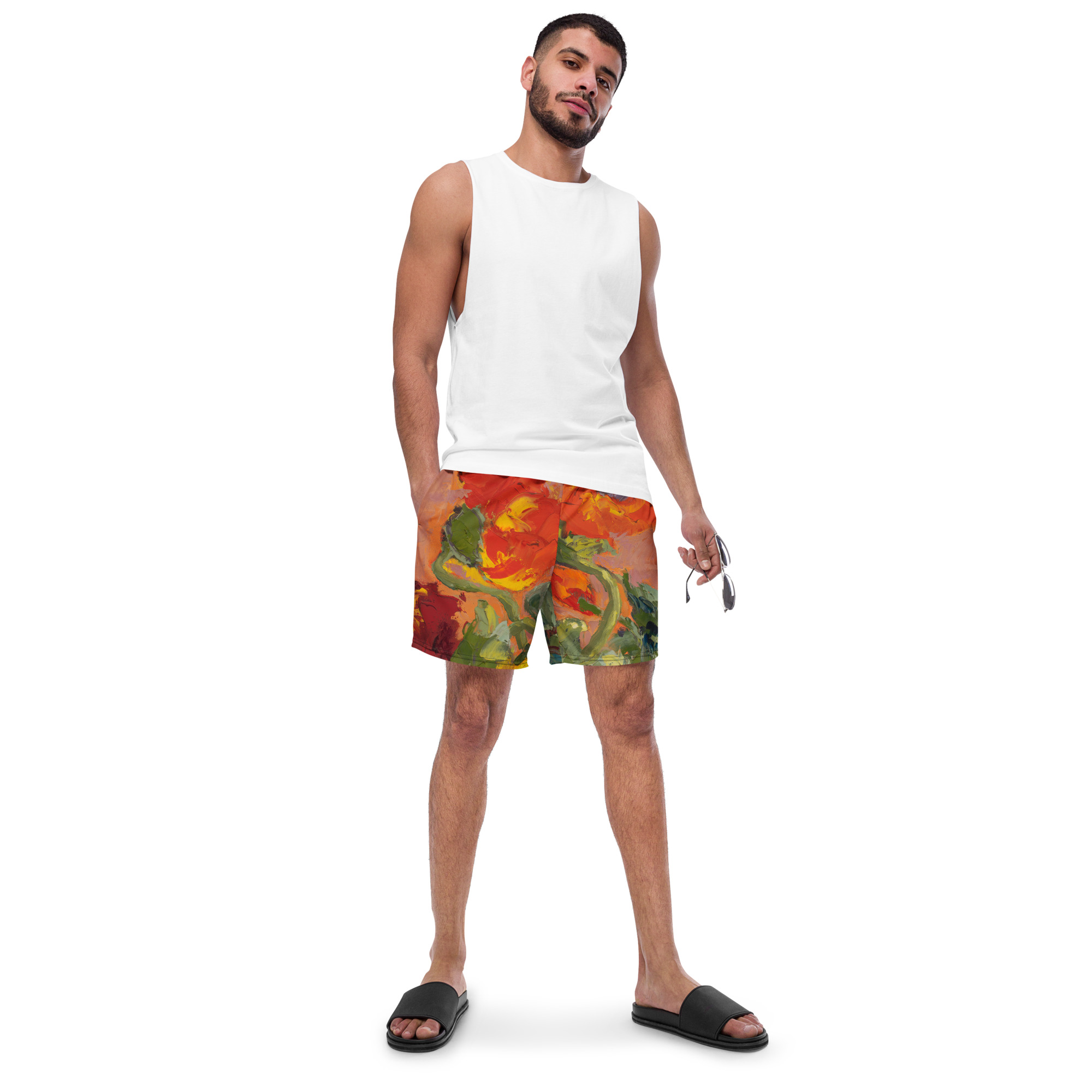 Poppies #6 Men's swim trunks - Image 6