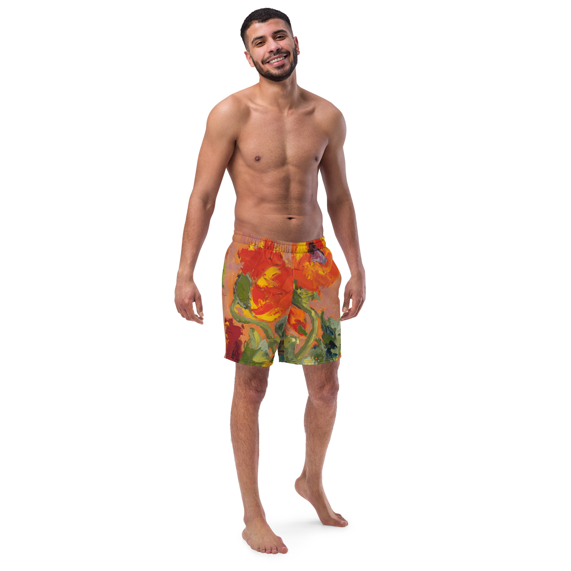 Poppies #6 Men's swim trunks - Image 5