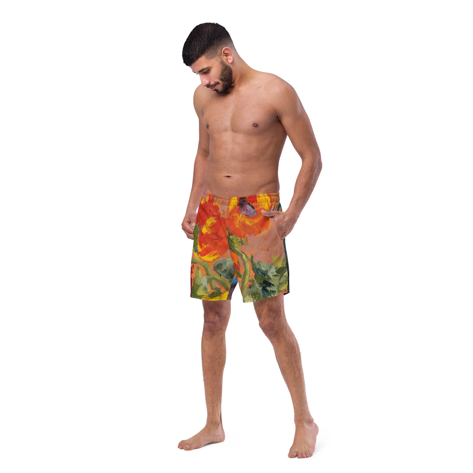 Poppies #6 Men's swim trunks - Image 3