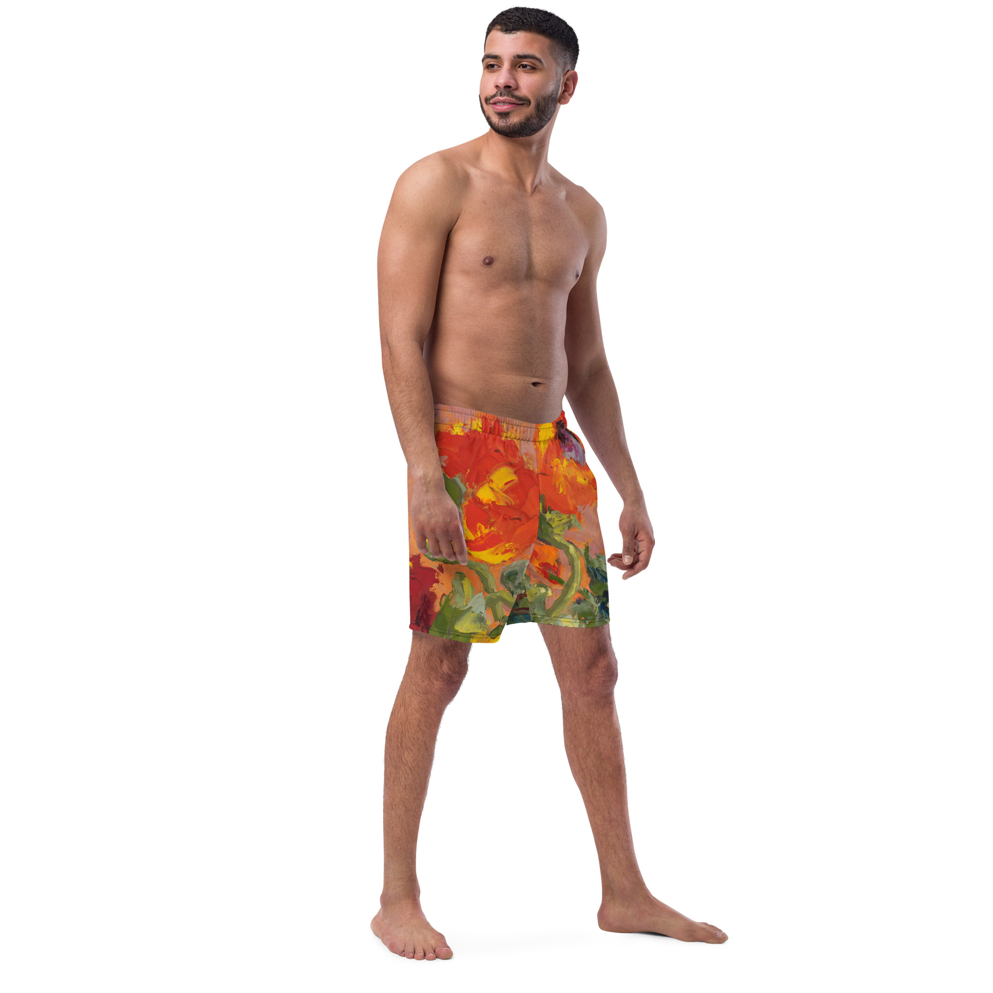 Poppies #6 Men's swim trunks - Image 7