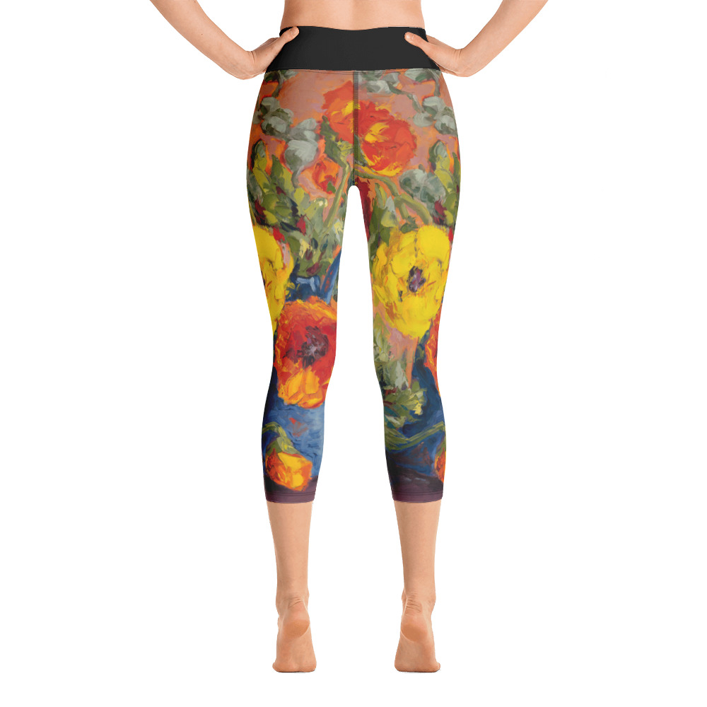 Poppies Yoga Capri Leggings - Image 4