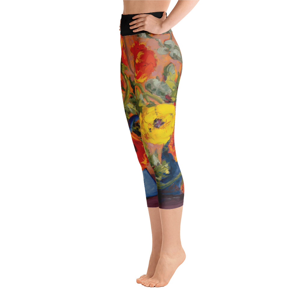 Poppies Yoga Capri Leggings - Image 2