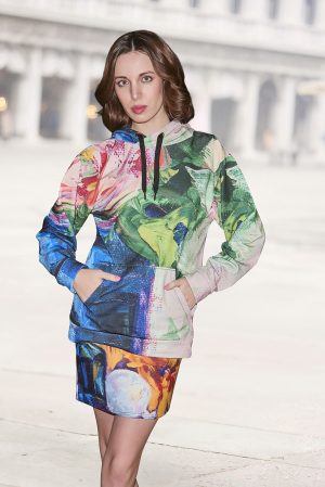 Pink Rose Blue Vase Unisex Hoodie